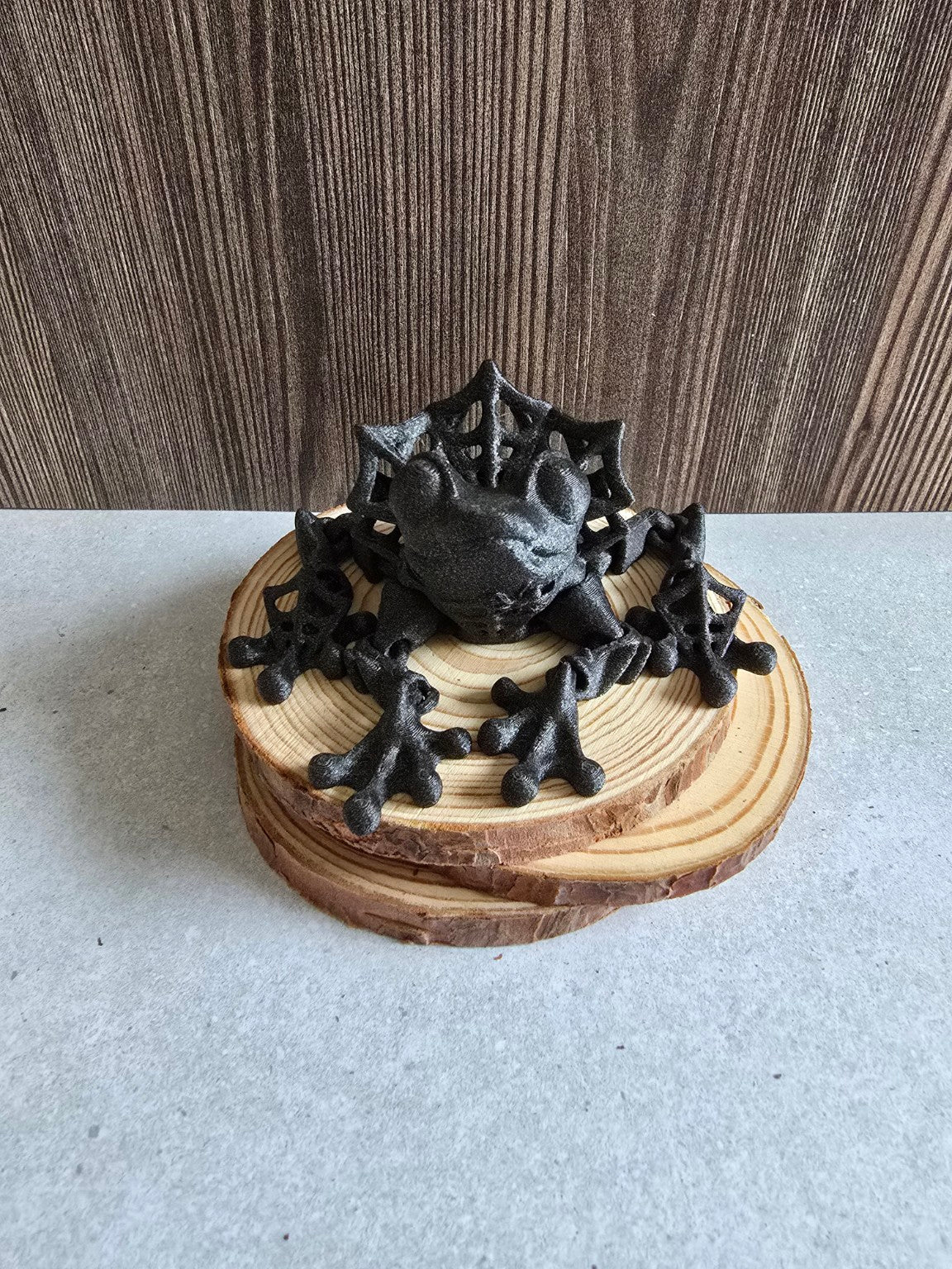 Moonweb Toad displayed on wooden slices
