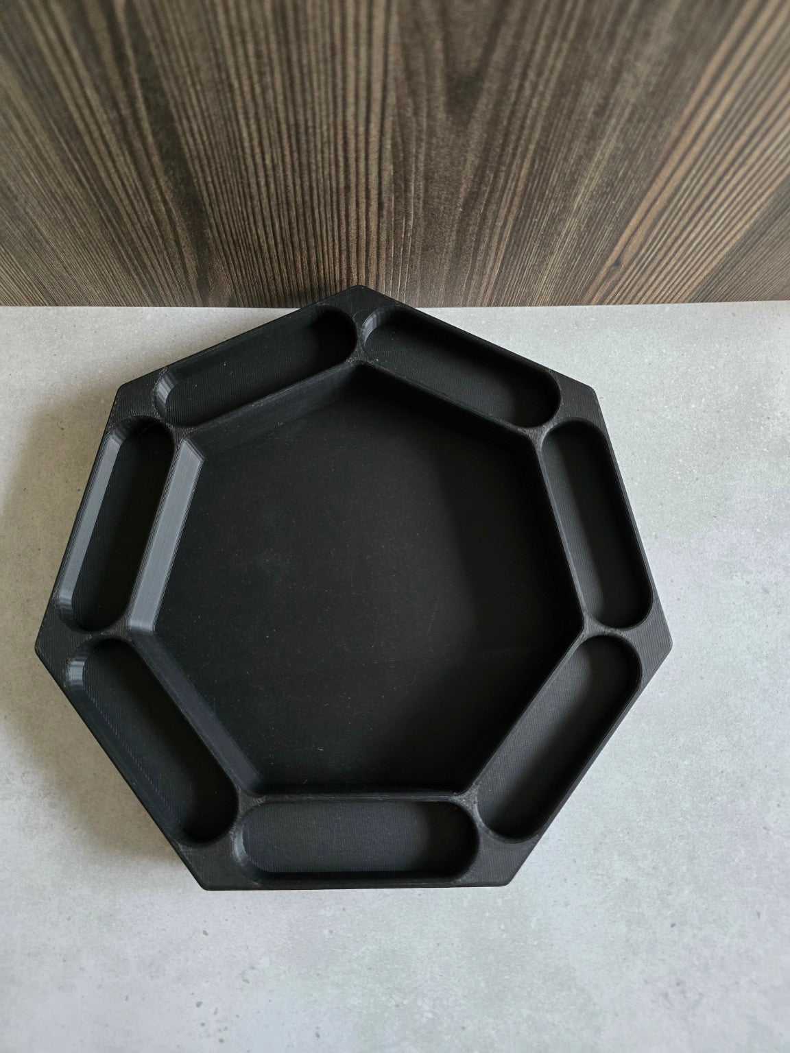 Moonhollow Keep black hexagonal dice tray empty