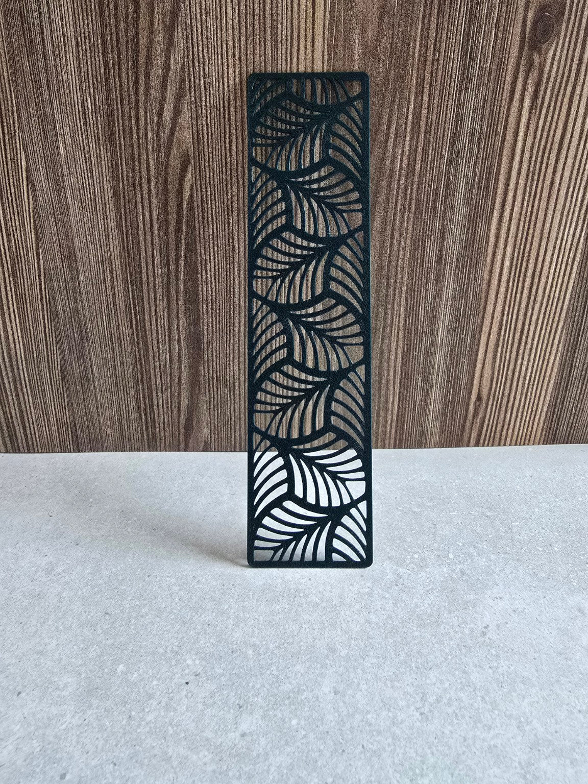 Wandering Pages Palm Leaf Bookmark black botanical openwork design