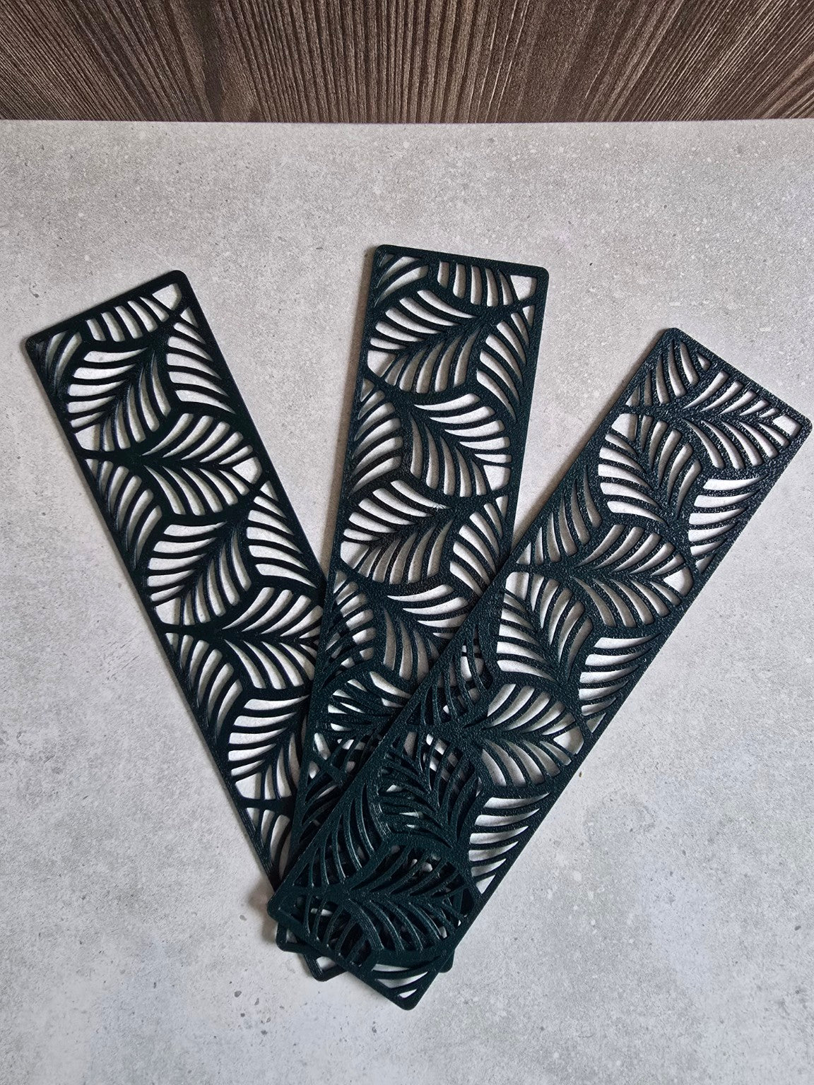 Wandering Pages Palm Leaf Bookmark black botanical openwork design