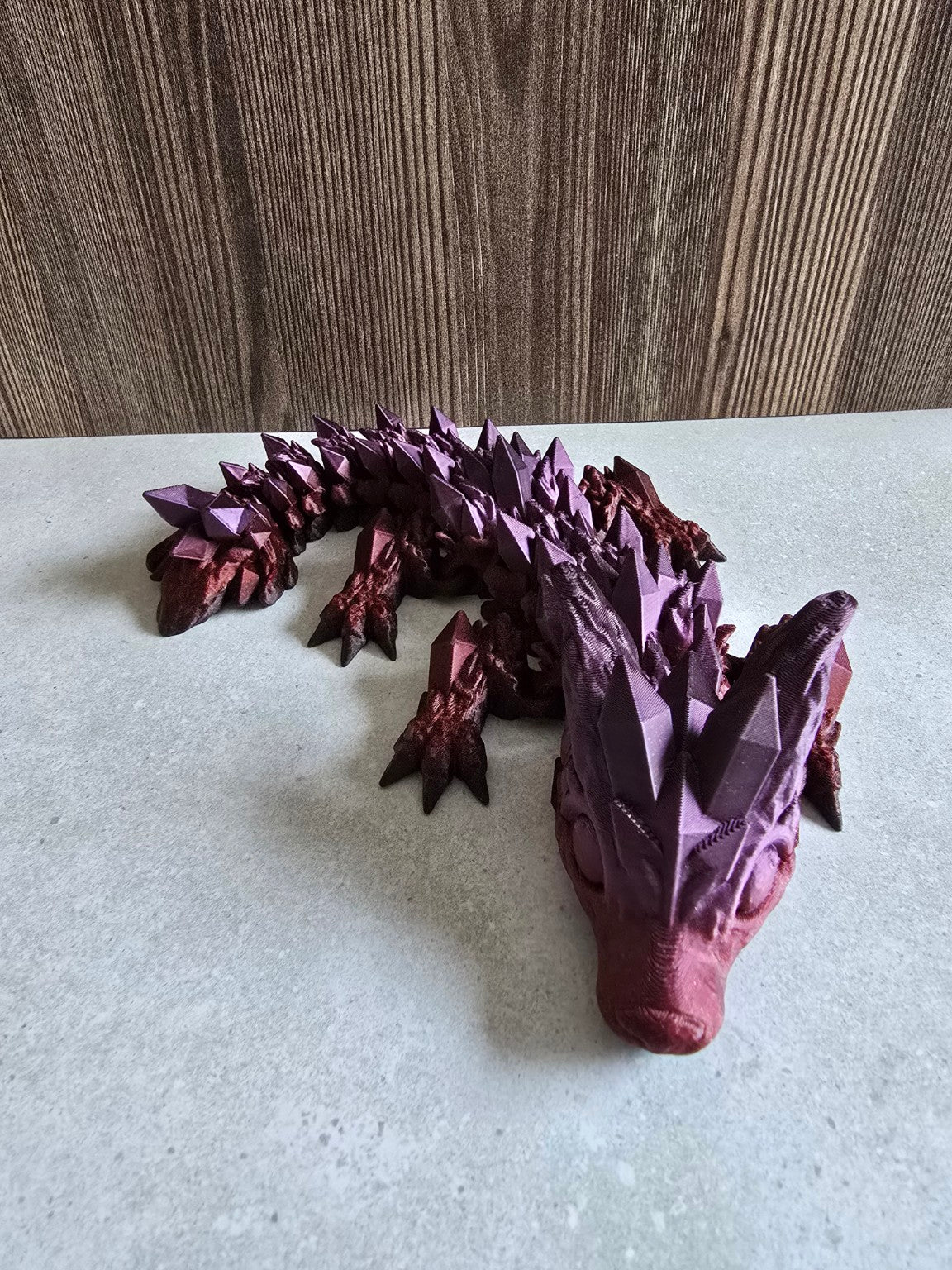 Woodland Guardian Wolf red and purple crystal figurine three-quarter view