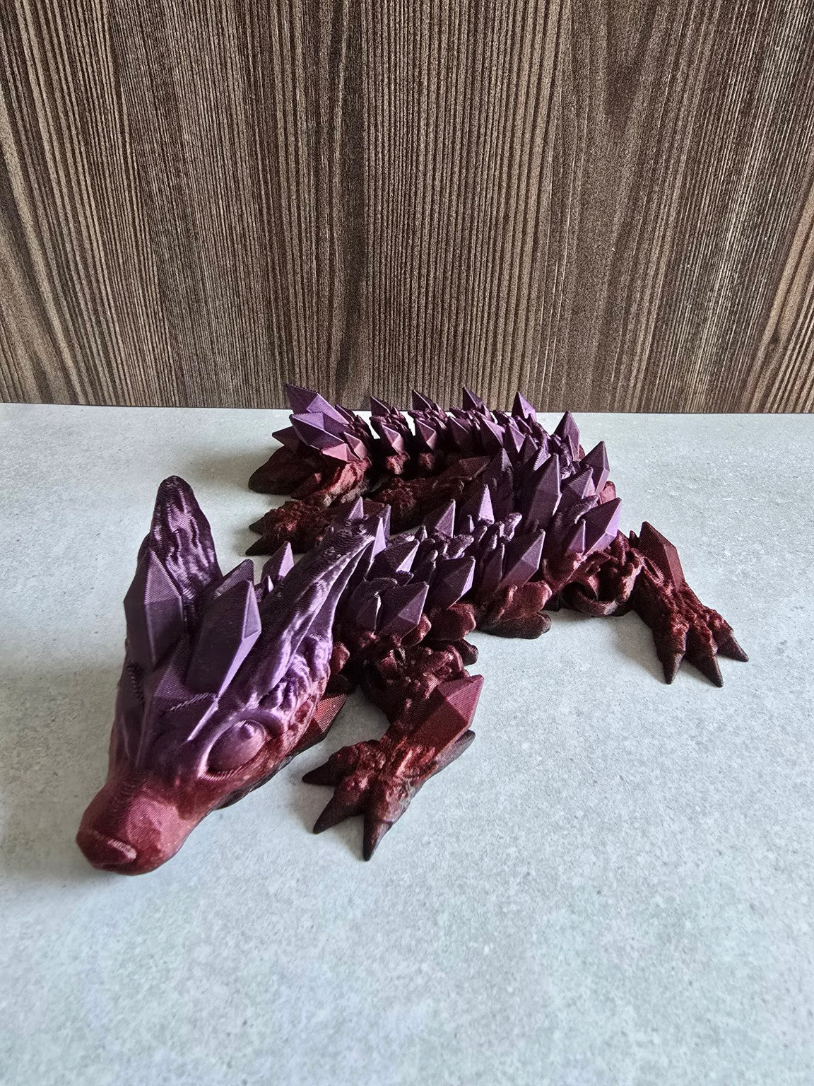 Articulated crystal wolf dragon side view
